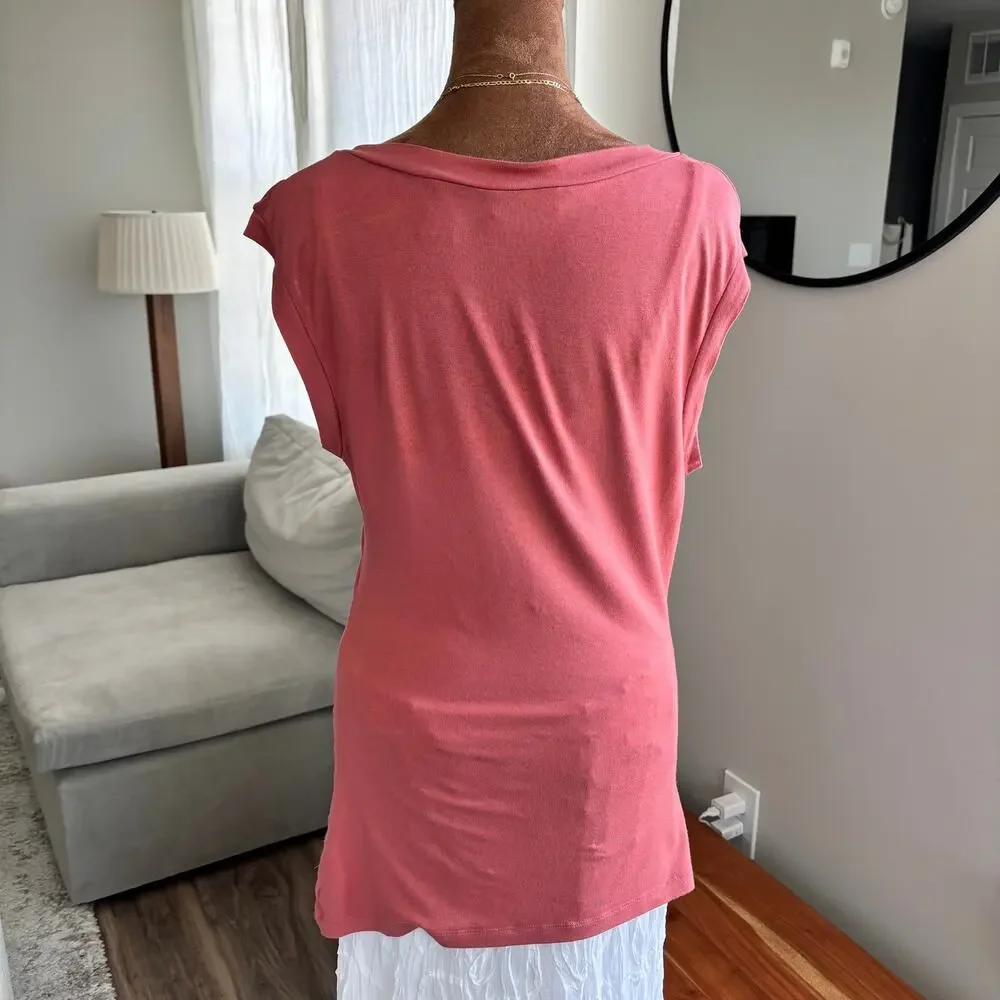 2000s New York & Company Ruched Draped Blouse Jersey Knit Soft Size Medium - Picture 3 of 7